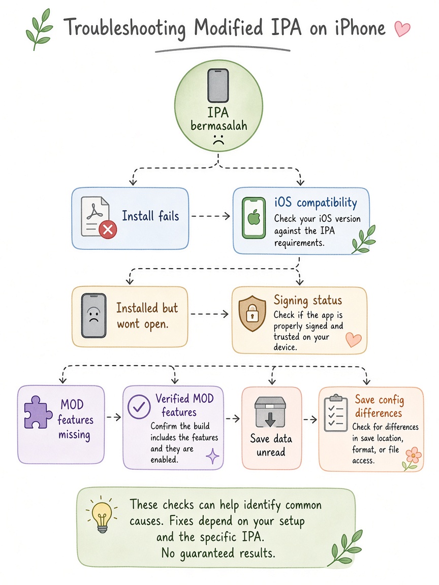 Troubleshooting Merge Fellas modified IPA di iPhone